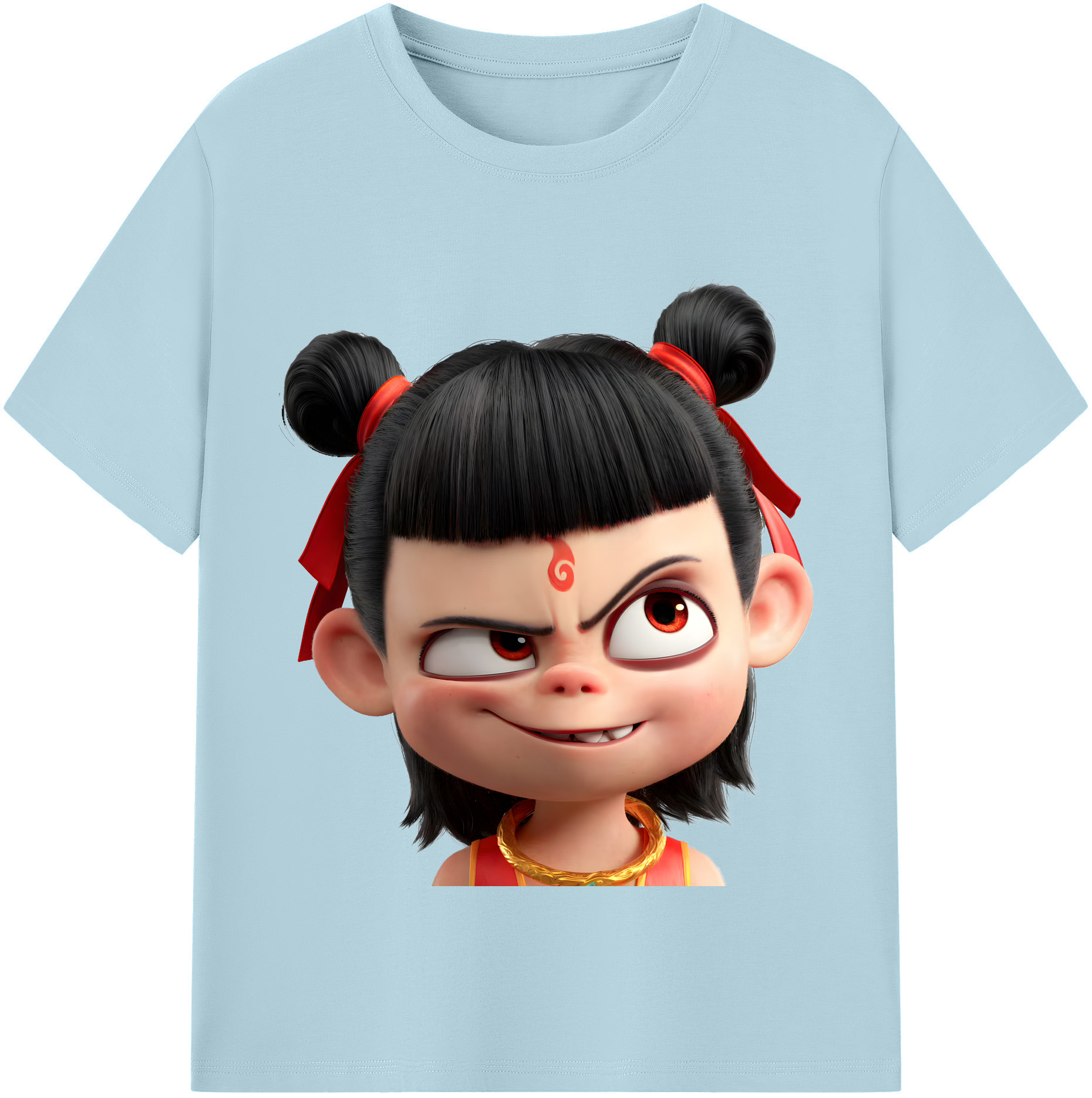 （画像用） Ne Zha 2 ナタ 魔童の大暴れ 綿100％半袖Tシャツ（フロントプリント）